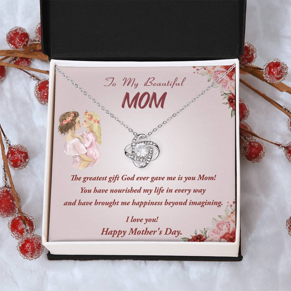 Mother's Day Gift Necklace To Mom From Daughter Gift Necklace Love Knot Pendant Necklace For Mom Mother's Day Gifts Love Knot Necklace