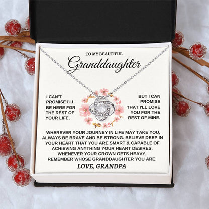 To My Beautiful Granddaughter Necklace Gift For Granddaughter From Grandpa Granddaughter Birthday Graduation Jewelry Gift Love Knot Necklace