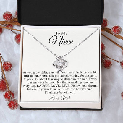 To My Niece Necklace Niece Gift From Aunt Niece Birthday Gift Grown Up Niece Christmas Gift For Love Knot Necklace