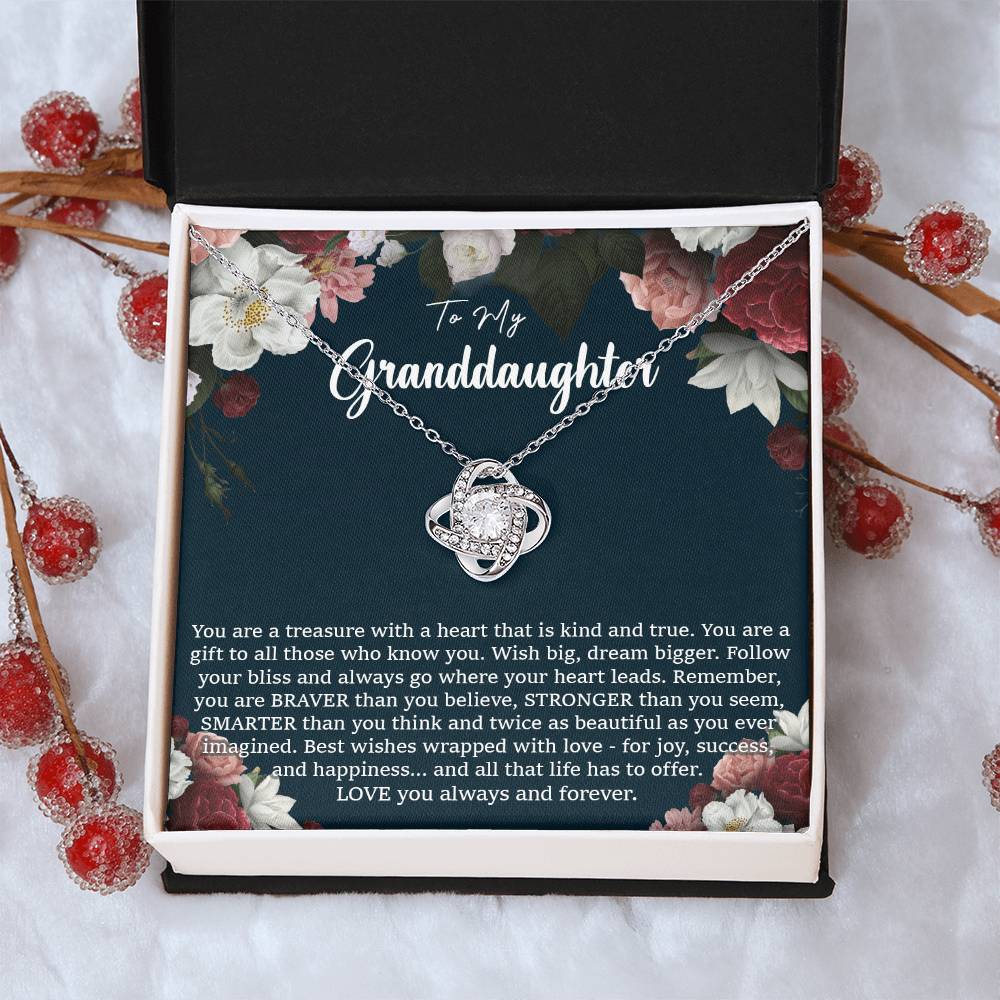 To My Granddaughter Necklace Granddaughter Gift From Grandma Birthday Graduation Gift Love Knot Necklace