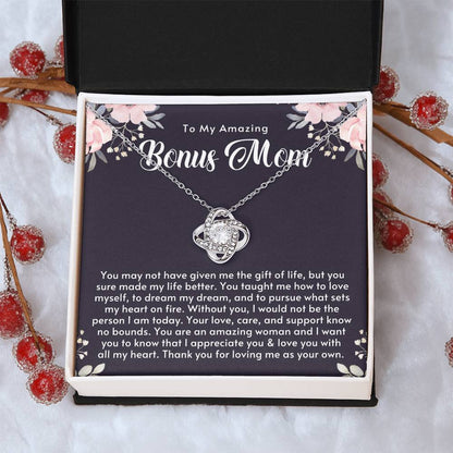 Amazing Bonus Mom Gift Mothers Day Gift For Step Mom Stepmom Birthday Gift Jewelry Gift For Bonus Mom From Stepsonstepdaughter Love Knot Necklace