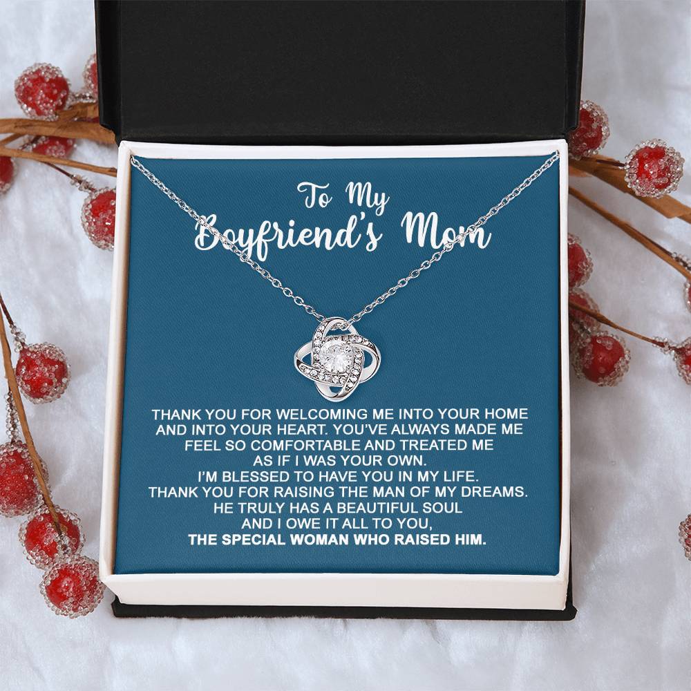To My Boyfriend's Mom - I Owe It All To You - Necklace Christmas Gift For Boyfriends Mom Pendant Necklace Mothers Day Gift For Boyfr Love Knot Necklace