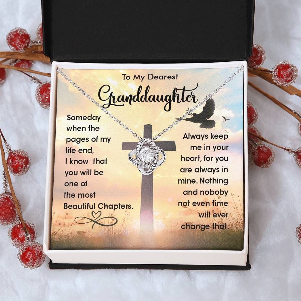 To My Dearest Granddaughter - Heart Melt Message Love Knot Necklace?? Love Knot Necklace