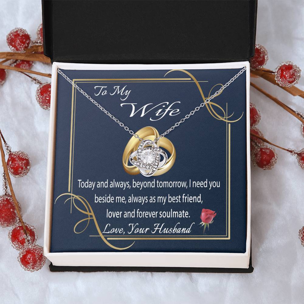 To My Wife Necklace With Message Card I Love You Necklace For Wife Anniversary Gift For Her Wife Birthday Gift Necklace Love Knot Necklace