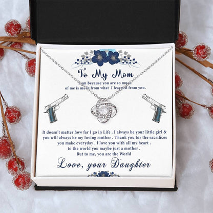 To My Mom- Perfect Gift For Gun Lov Love Knot Necklace