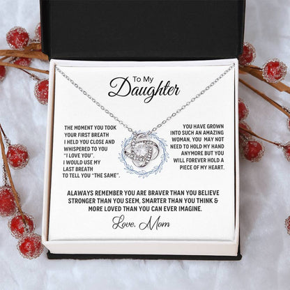 14K White Gold To My Beautiful Daughter - Love Knot Necklace