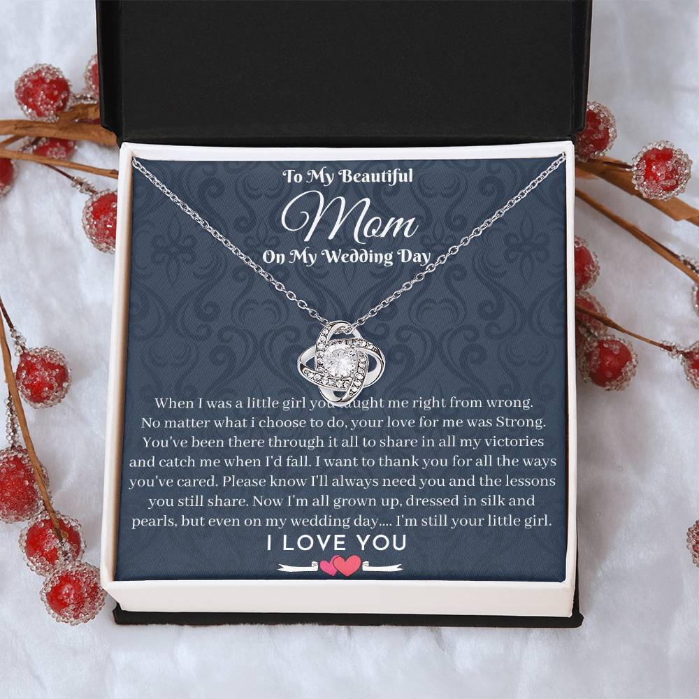 Mother Of The Bride Gift From Daughter To My Lovely Mom On My Wedding Day Necklace Gift From Bride To Mother Momm Love Knot Necklace