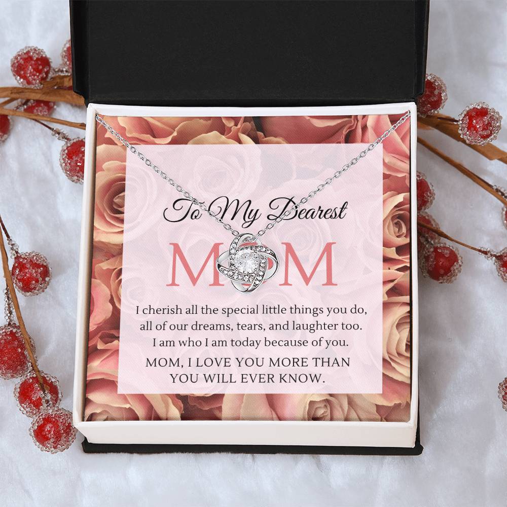 Mom I Love You More Than You Will Ever Know Cz Pendant And Earrings Gift Set Love Knot Necklace