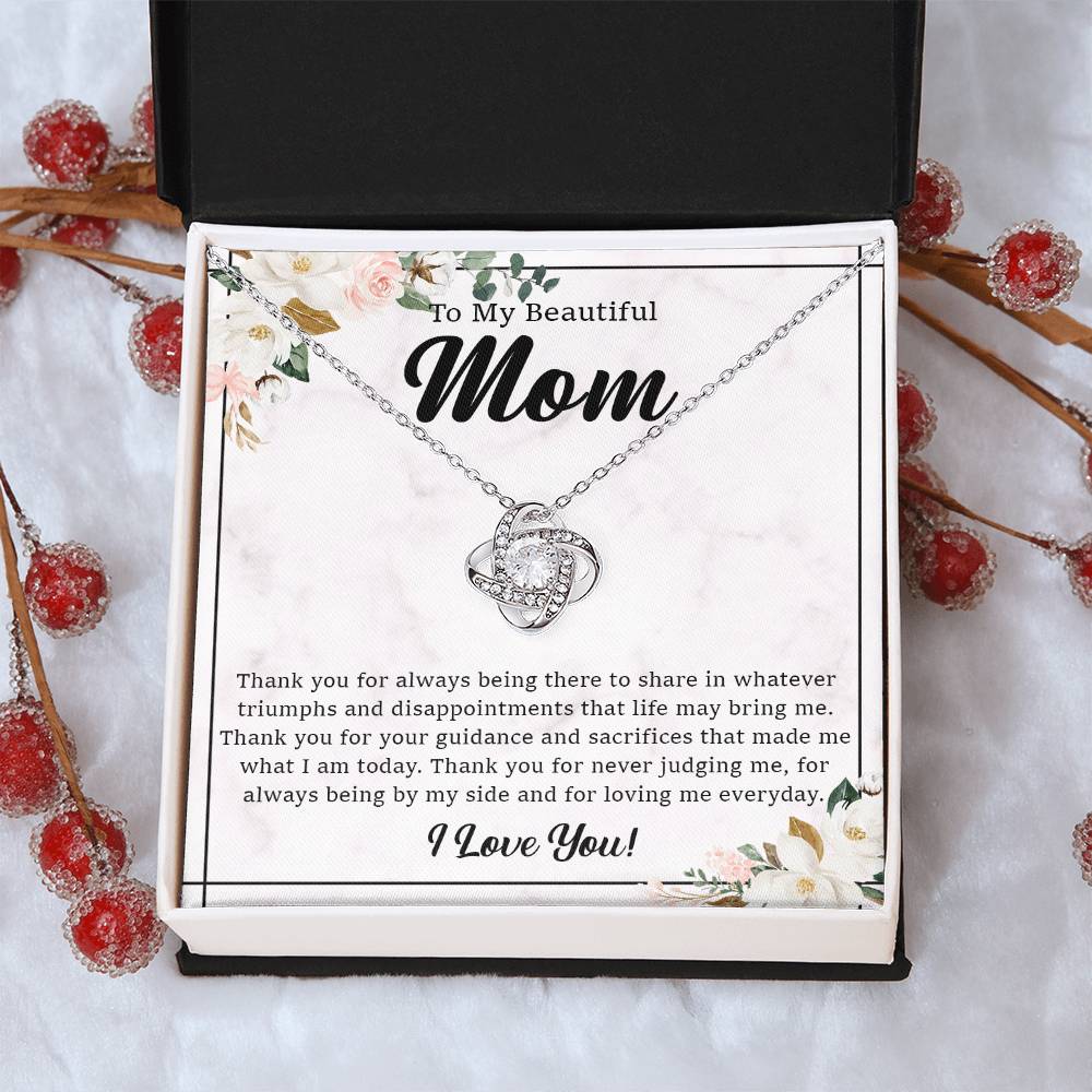 To My Beautiful Mom Necklace Gift For Mom From Daughter From Son Mother's Day Gift Thank You Mom Love Knot Necklace