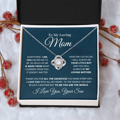To My Loving Mom Necklace Gift For Mom From Son Mother's Day Gift Mom Birthday P Love Knot Necklace