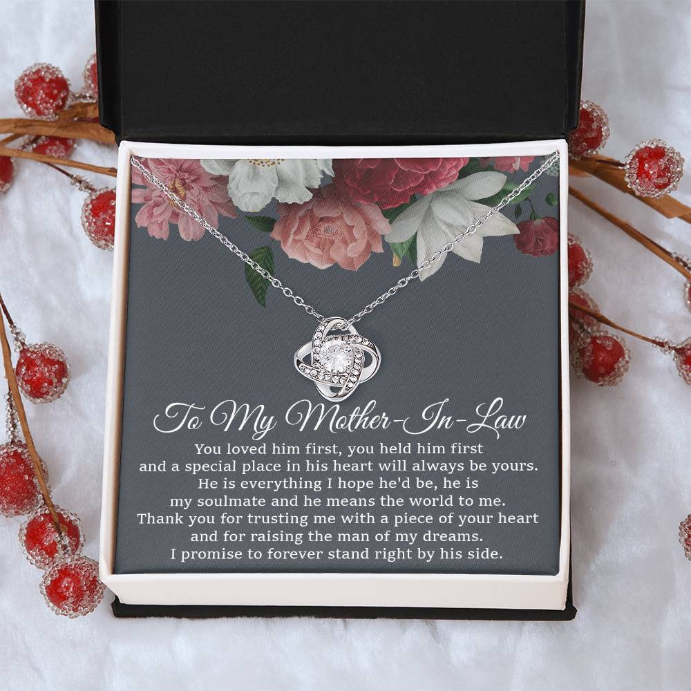 To My Mother-In-Law Necklace Mother Of The Groom Gift Mother In Law Gift From Bride Love Knot Necklace