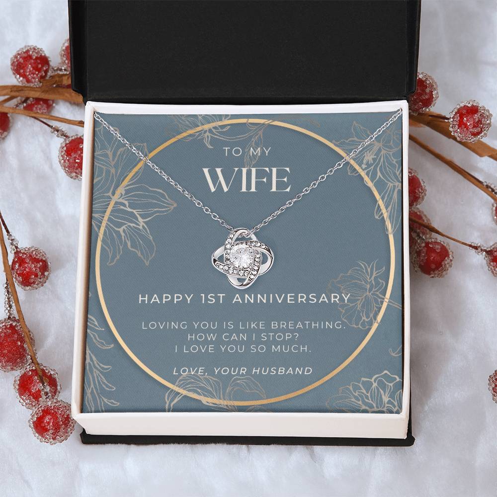 1 Year Anniversary Gift For Wife  1 Year Anniversary Gifts  1 Year Wedding Anniversary Gift Ideas  1St Wedding Anniversary Gift F(12) Love Knot Necklace
