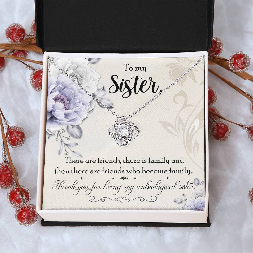 To My Unbiological Sis Love Knot Necklace