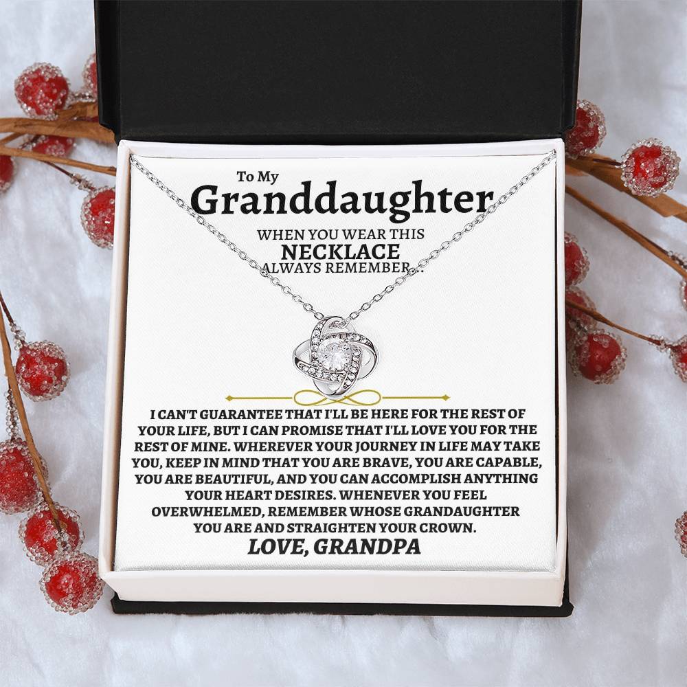 To My Granddaughter Necklace Granddaughter Jewelry Gift From Grandpa Meaningful Gift For Her Love Knot Necklace