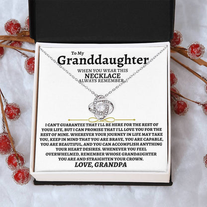 To My Granddaughter Necklace Granddaughter Jewelry Gift From Grandpa Meaningful Gift For Her Love Knot Necklace