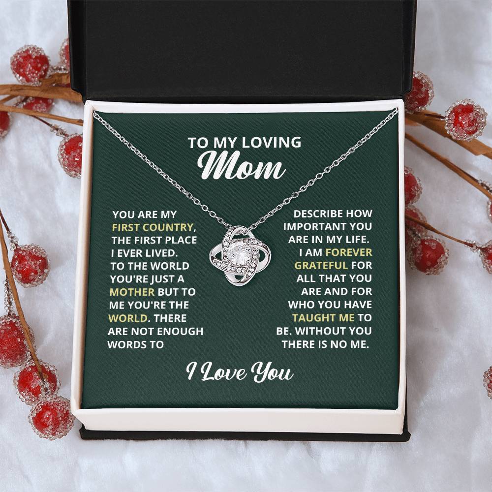 To My Loving Mom Necklace. Gift For Mom Mom Birthday Gift Mother's Day Gift Love Knot Necklace