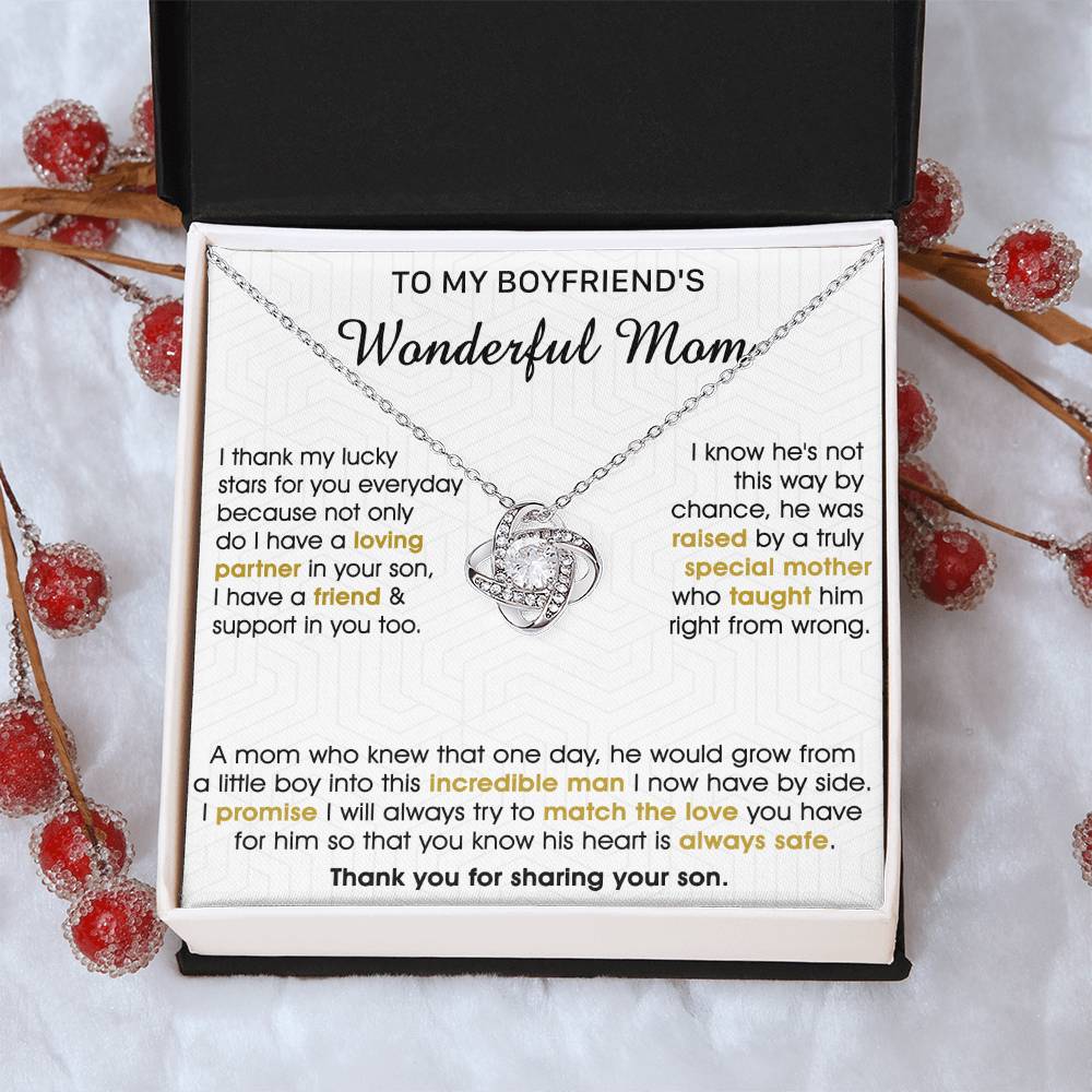 Gift For Boyfriend's Mom - His Heart - Love Knot Love Knot Necklace