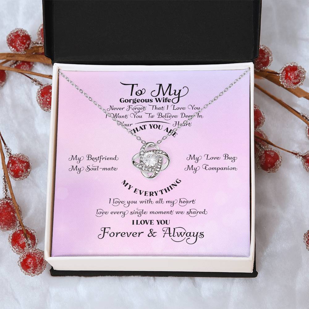 Never Forget That I Lo Love Knot Necklace