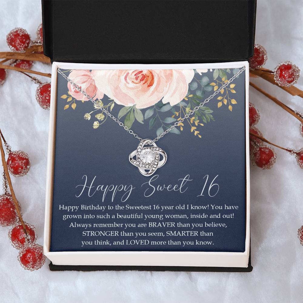 Sweet 16 Gift 16Th Birthday Gift Girl Necklace Sweet 16 Necklace Love Knot Necklace