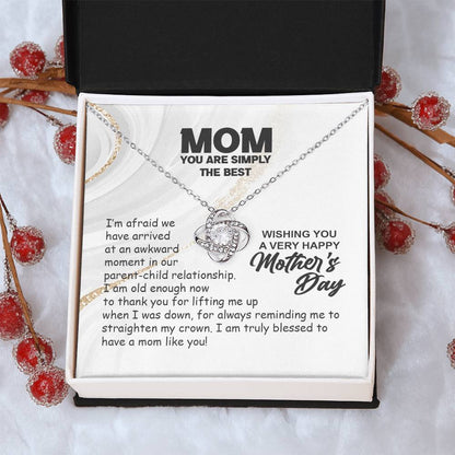Simply The Best Mom-Love Knot Necklace Love Knot Necklace