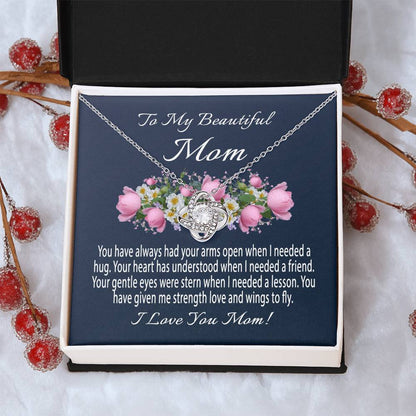 Mothers Day Gift From Daughter Mother's Day Necklace To My Beautiful Mom Necklace Mom Gift From Son Mom Necklace 4 Love Knot Necklace