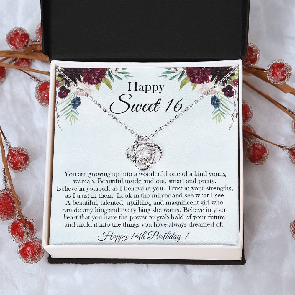 Sweet 16 Gift 16Th Birthday Gift For Her Sweet 16 Necklace Gift For 16 Year Old Girl Love Knot Necklace