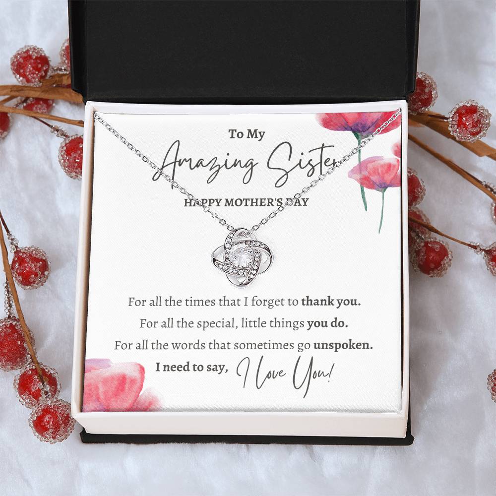 Mothers Day Gift For Sister Sister Mothers Day Gift Sister Necklace Gift On Mothers Day Sentimental Mothers Day Gift For Sister J Love Knot Necklace