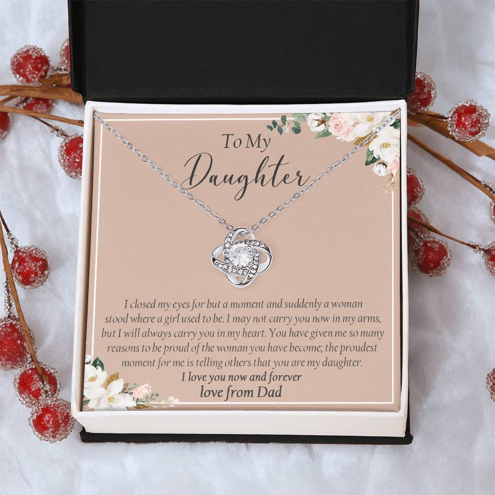 To My Daughter Necklace Gift For Daughter From Dad Daughter Birthday Graduation Gift Love Knot Necklace