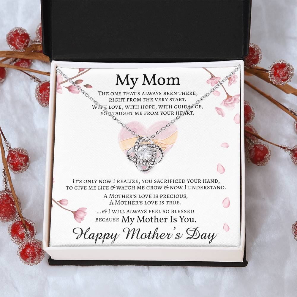 Mother's Day Message Card Necklace For Mom Love Knot Necklace For Mom Mom Gift From Daughter Mom Gift From Son Love Knot Necklace