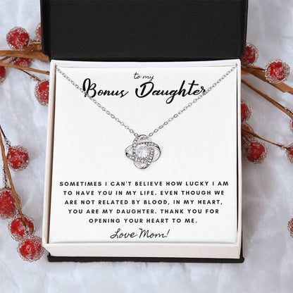 Not By Blood But By Heart Mom Gift To Daughter Ne Love Knot Necklace