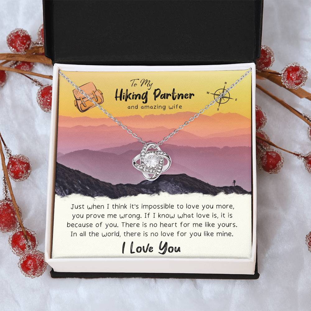 To My Wife Gift Necklace To My Hiking Partner And Amazing Wife Anniversary Gift For Wife Birthday Gift To Wife From H Love Knot Necklace