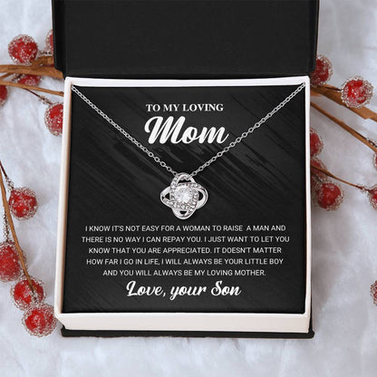 To My Loving Mom Necklace Gift For Mom From Son Mom Birthday Gift Mother's Da Love Knot Necklace