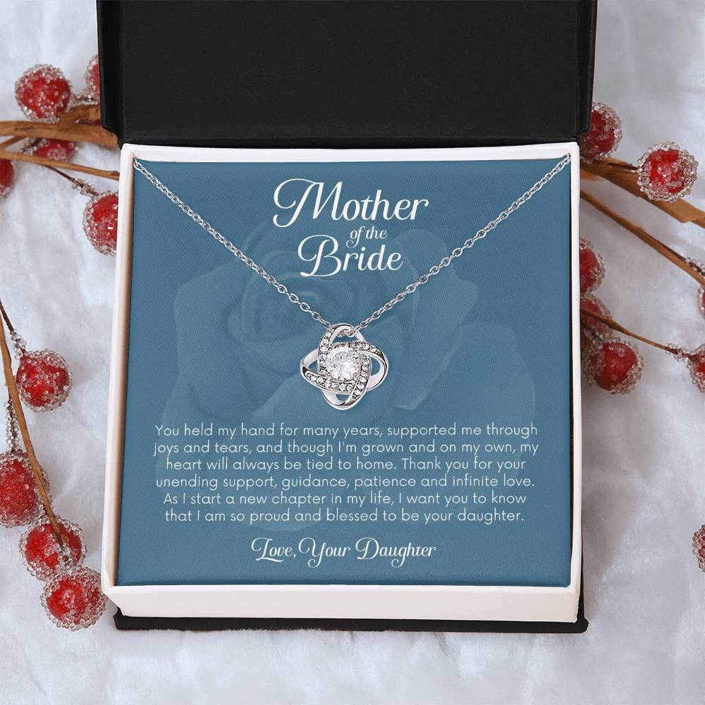 Mother Of The Bride Gift From Daughter Gift For Mom On Wedding Day Mom Gift From Daughter Mother Cross Necklace Jewelry Gift Love Knot Necklace