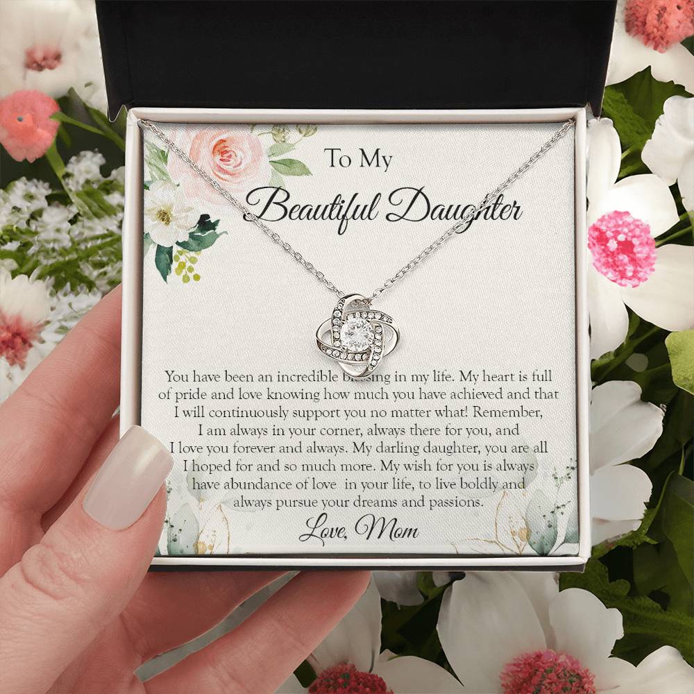 To My Daughter Necklace Gift For Daughter From Mom Sentimental Gift Love Knot Necklace