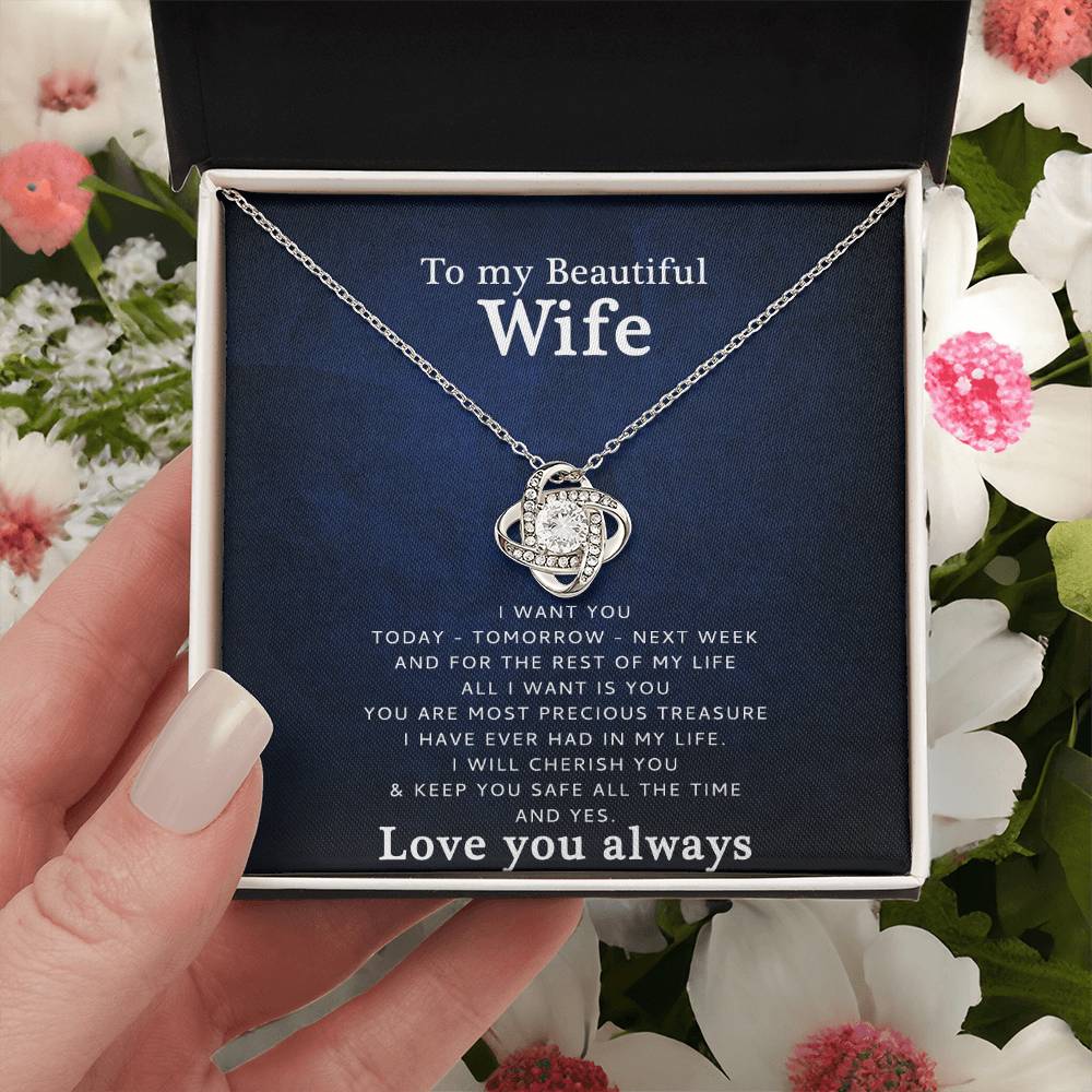 To My Wife - Love You  Love Knot Necklace