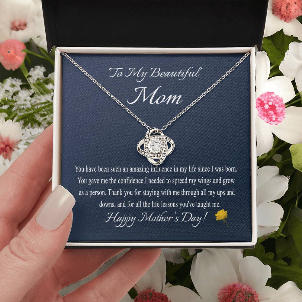 Mothers Day Gift From Daughter Mother's Day Necklace To My Beautiful Mom Necklace Mom Gift From Son Mom Ne Love Knot Necklace