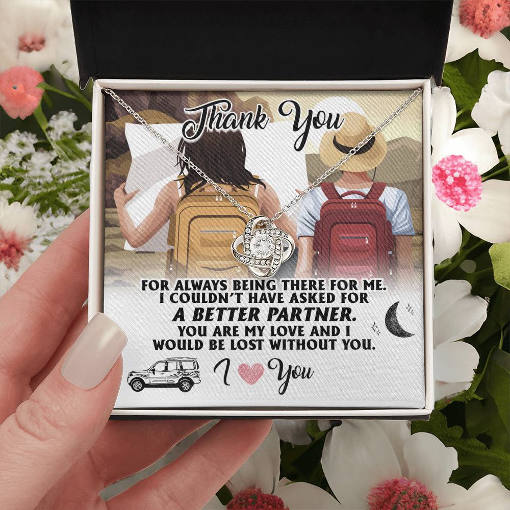 To My Partner Gift Necklace Gift Necklace For Wife Hiking Wife Gift Traveling Wife Love Knot Necklace