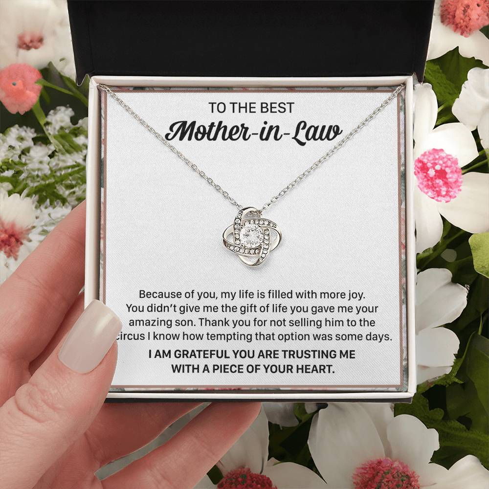 Gift For Mother-In-Law More Joy 3 Love Knot Necklace Love Knot Necklace