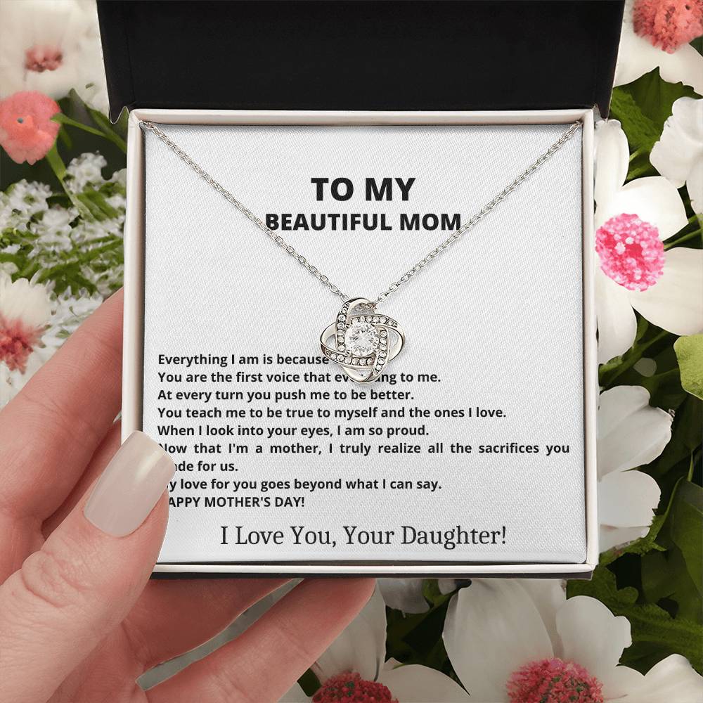 I Love You Mom Love Knot Necklace