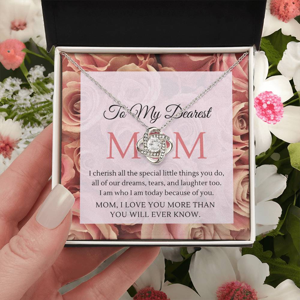 Mom I Love You More Than You Will Ever Know Cz Pendant And Earrings Gift Set Love Knot Necklace
