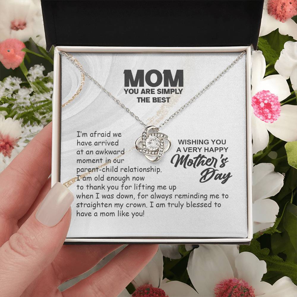 Simply The Best Mom-Love Knot Necklace Love Knot Necklace