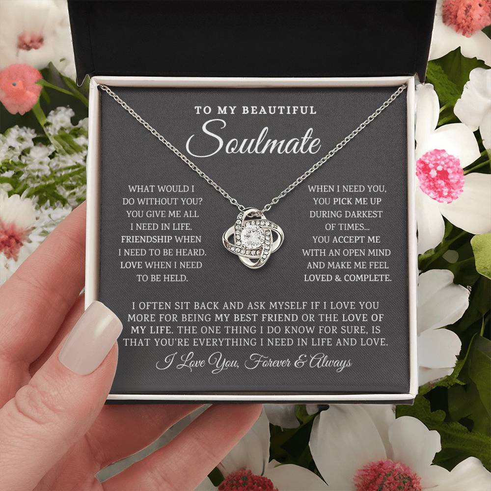 To My Beautiful Soulmate Necklace Gift For Girlfriend Anniversary Birthday Gift Sentimental Gift Love Knot Necklace