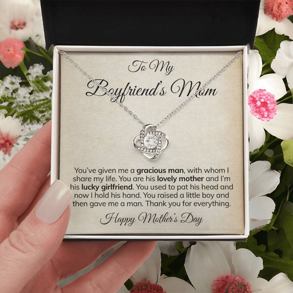 To My Boyfriend's Mom Necklace Happy Mother's Day Mother's Day Gift For Mom Of Boyfriend Love Knot Necklace
