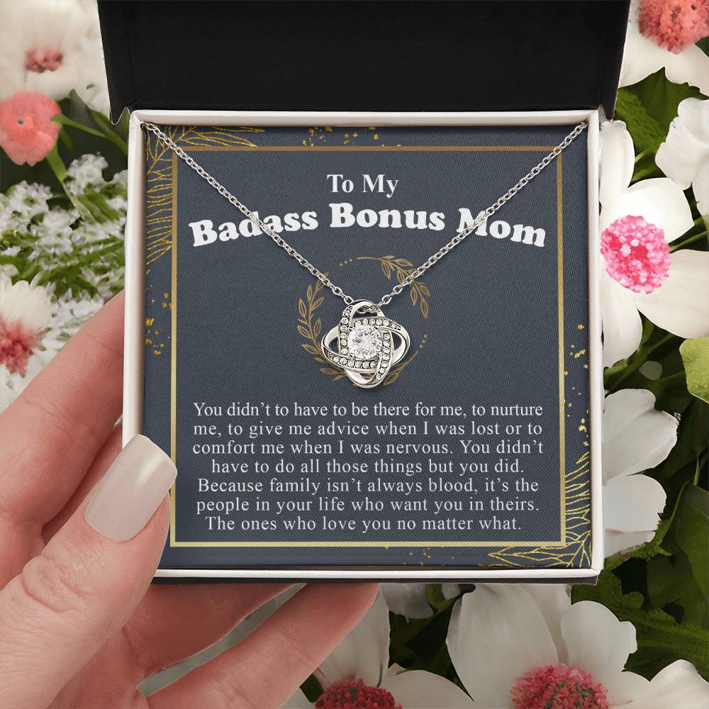 To My Badass Bonus Mom Love Knot Necklace