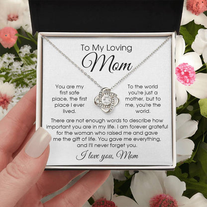 To My Loving Mom Necklace Gift For Mom From Daughter Or Son Sentimental Gift For Mother's Day Birthday Anniversary Love Knot Necklace