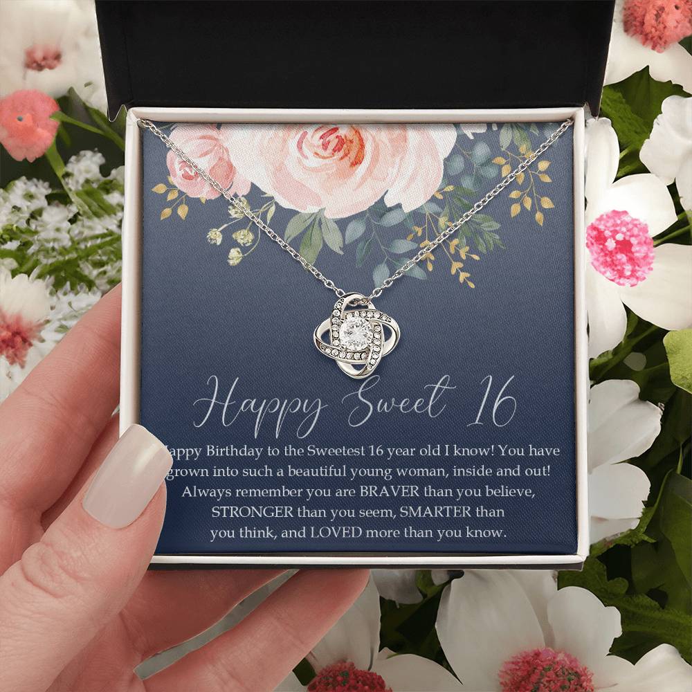 Sweet 16 Gift 16Th Birthday Gift Girl Necklace Sweet 16 Necklace Love Knot Necklace