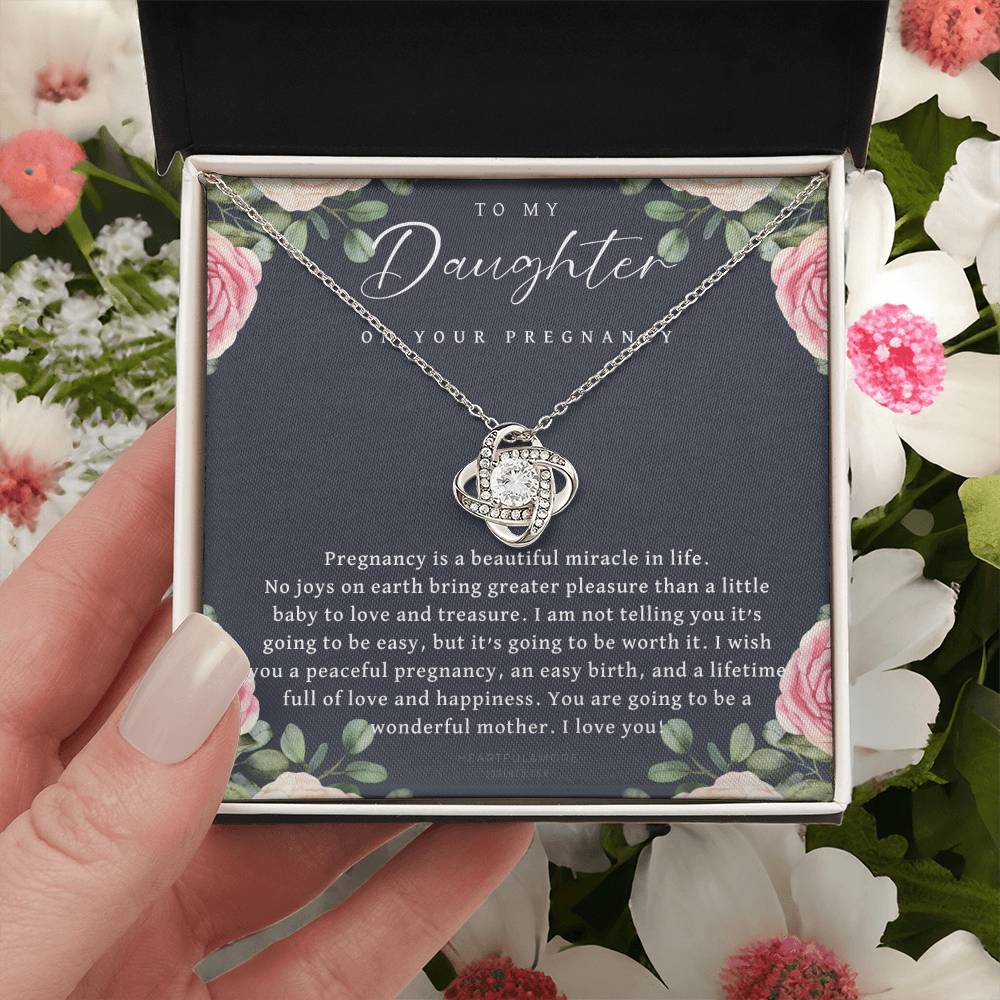 Pregnancy Gift For Daughter Baby Shower Gift Mom To Be Gift Pregnant Daughter Gift From Mom New Mom Expecting Mom Gift Expe Love Knot Necklace
