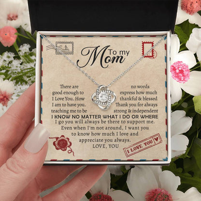 Gift To Mother Love Knot Mother&#39;S Day Gift Necklace Gift For Mother Mother Gift From Daughter Mother Gift From Son Mother Messag Love Knot Necklace