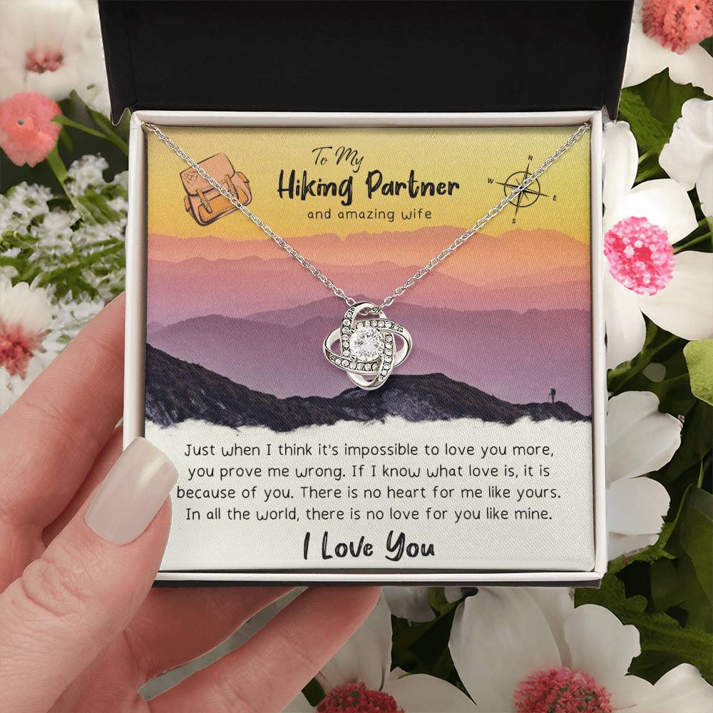 To My Wife Gift Necklace To My Hiking Partner And Amazing Wife Anniversary Gift For Wife Birthday Gift To Wife From H Love Knot Necklace