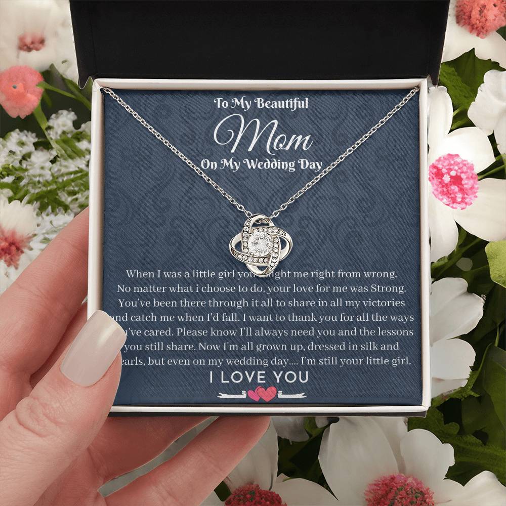 Mother Of The Bride Gift From Daughter To My Lovely Mom On My Wedding Day Necklace Gift From Bride To Mother Momm Love Knot Necklace